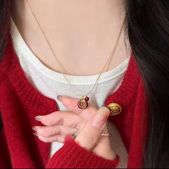 Fruit necklace Gold Red Charm Pendant Necklace - Picture 5 of 13